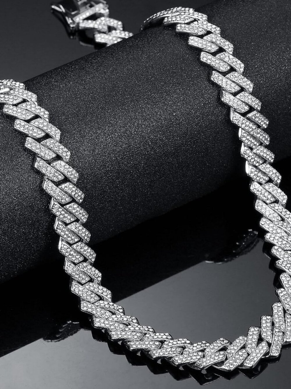 Iced Out Cuban Link Chain Necklace for Men Women, Miami Hip Hop Plated Bling Jew - Picture 8 of 9